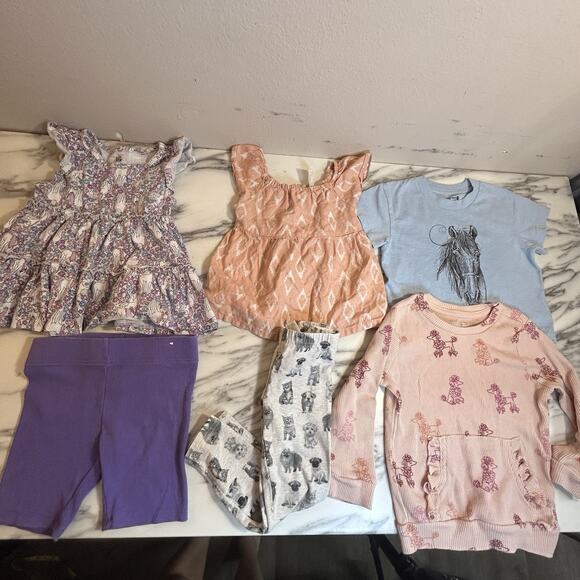 Girls Size 3T Clothes Dress Outfit Lot Of 6: Carhartt Horse Cats Puppies Cute - Picture 1 of 7